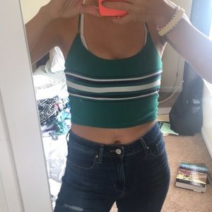 pac sun, navy blue, green, and white tank